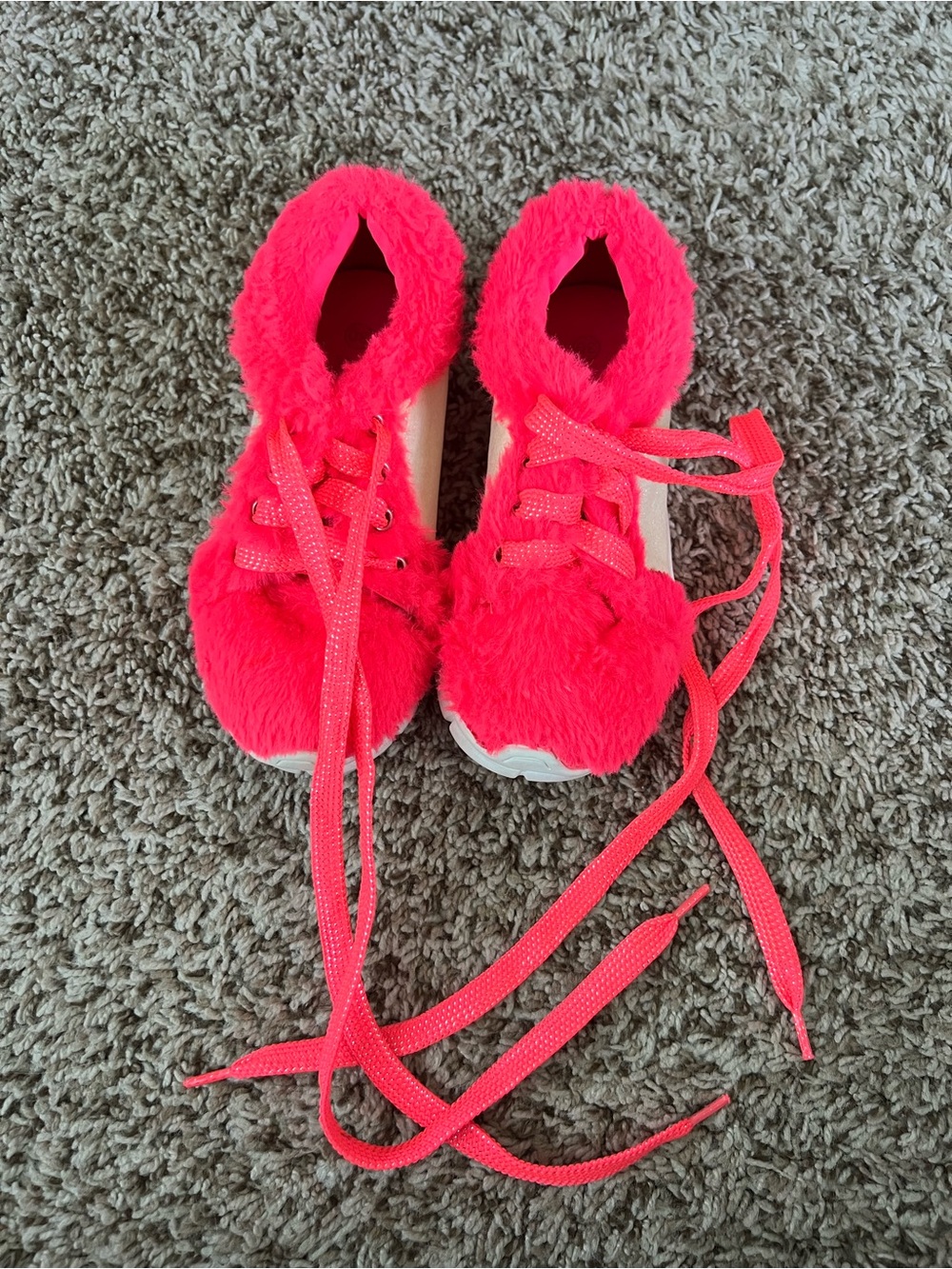 Billieblush Kids Fuzzy Pink Lace-Up Sneakers